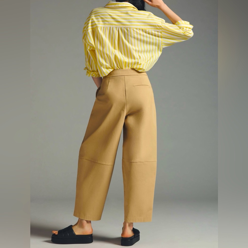 Anthropologie Exquise Seamed Barrel Chinos in Camel, Size S